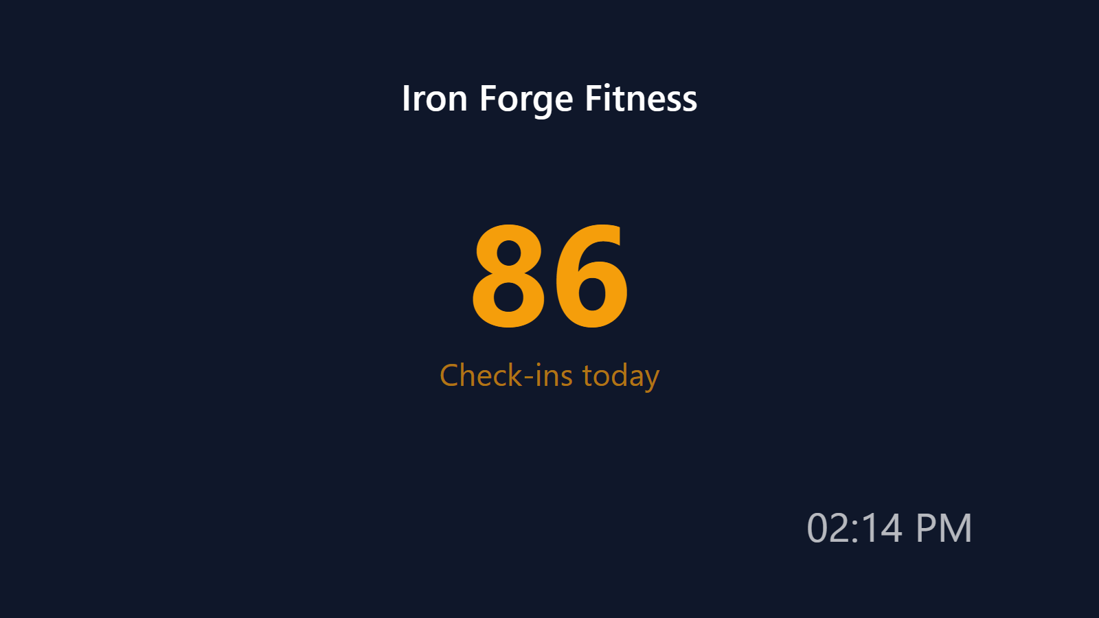 Gym check-ins counter on a TV