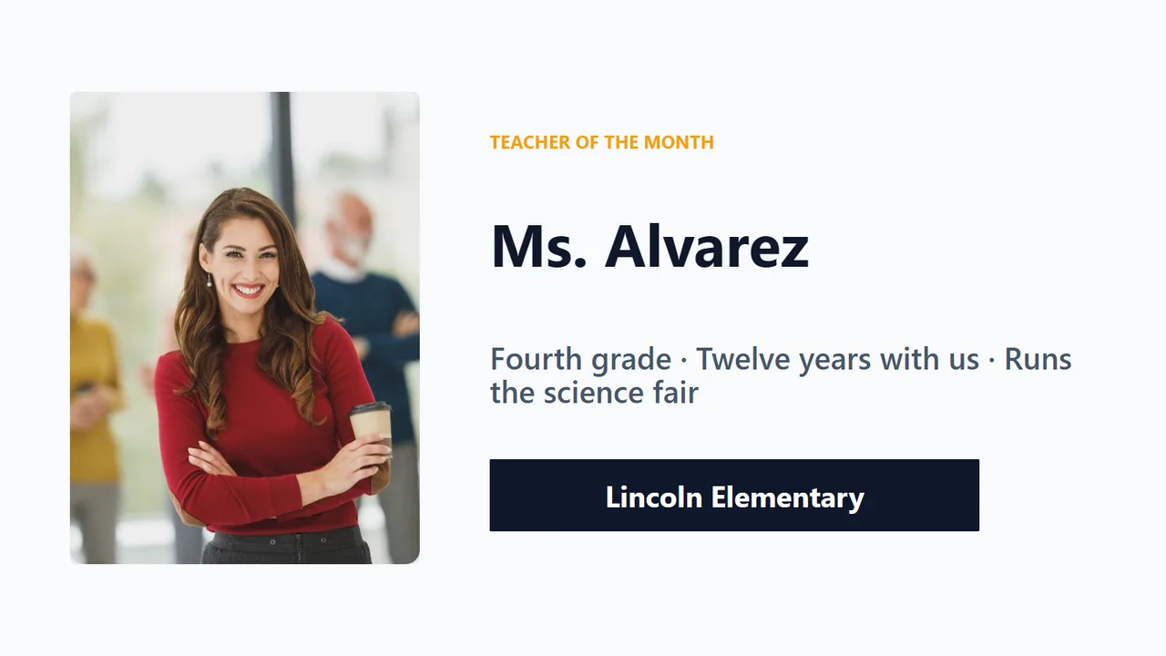 A PingBell board on a TV: School · teacher of the month